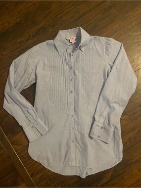 Women’s Light Blue Pleated Front  Shirt